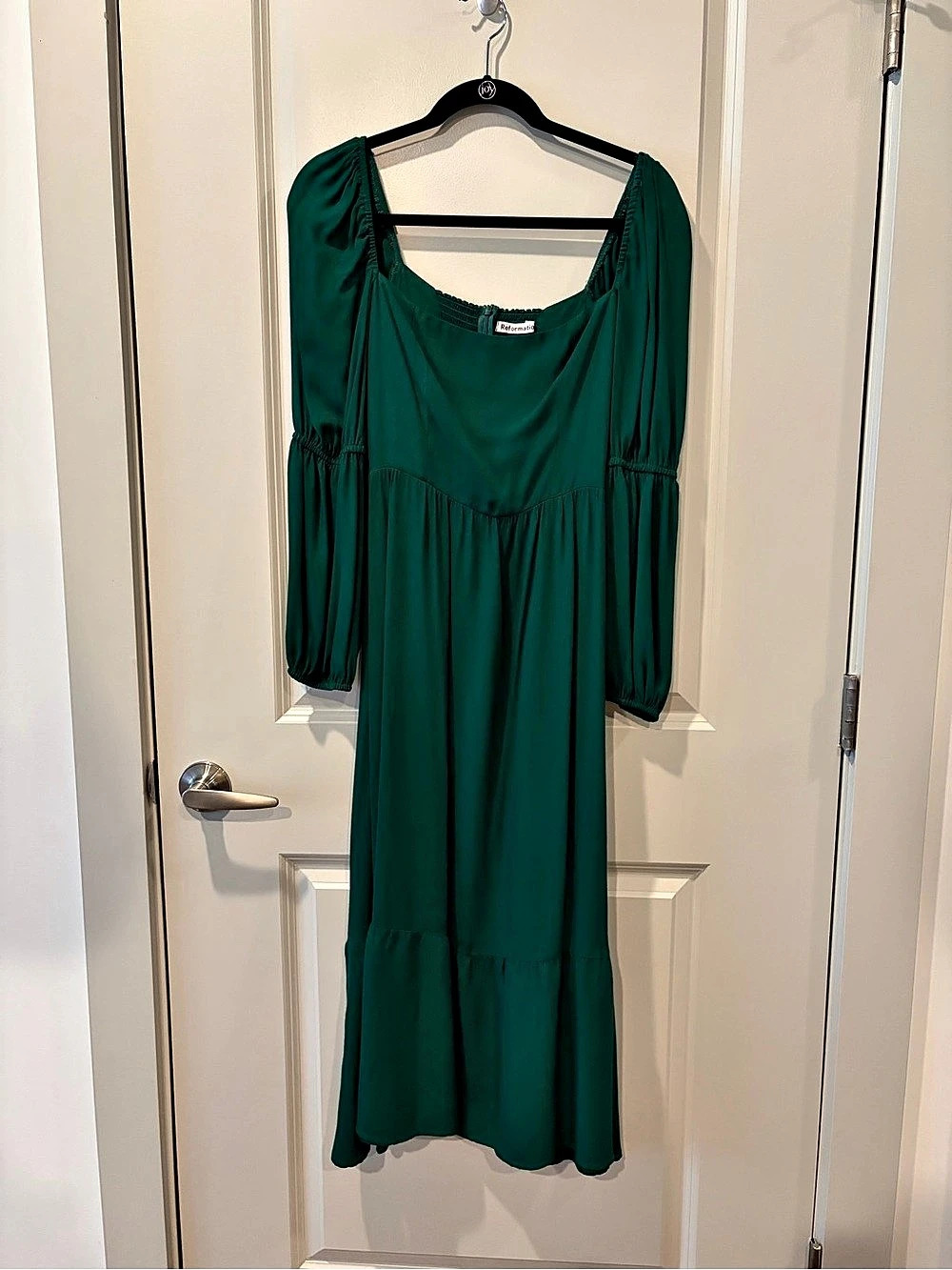 Reformation Sigmund Dress Smocked Midi Green Size 2